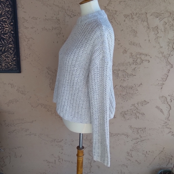Happy x Nature Gray Open Knit Cropped Cable‎ Knit Sweater - Picture 4 of 7
